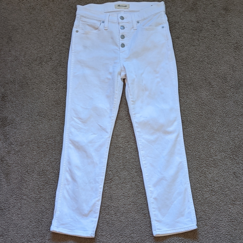 Madewell White Button-Front Stovepipe Jeans